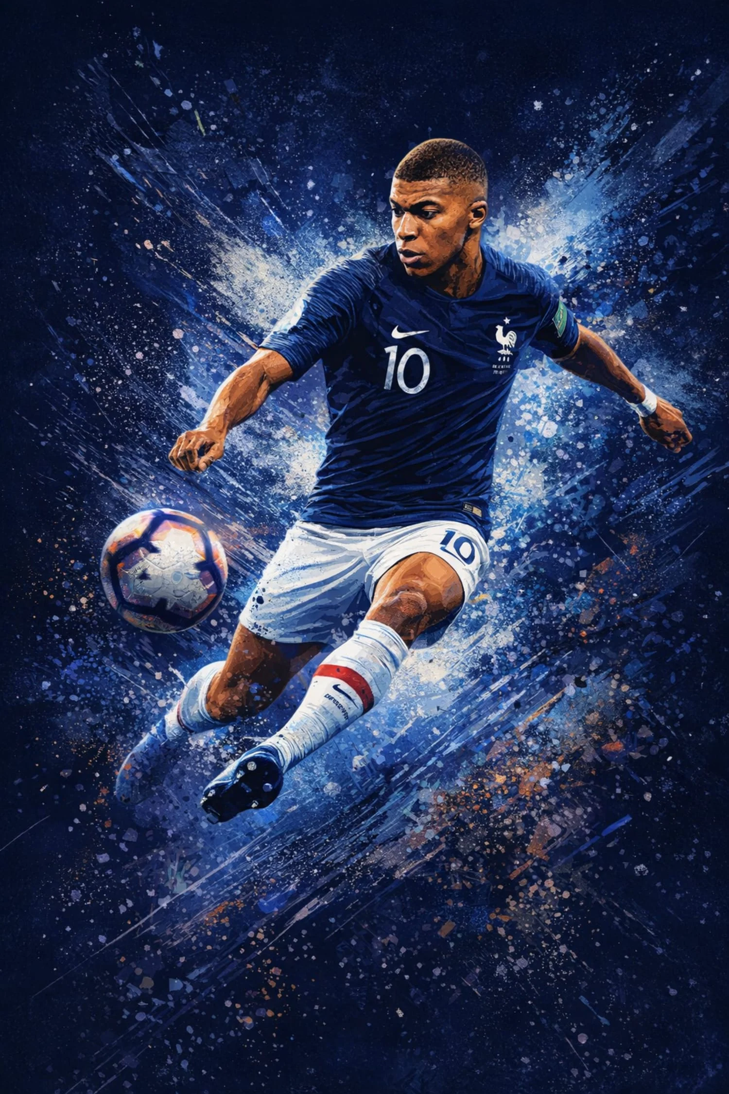 Football Action | Blue Jersey Number 10 | Energetic Blue White Background | High-Quality Art Decor Poster | Print - Image 4