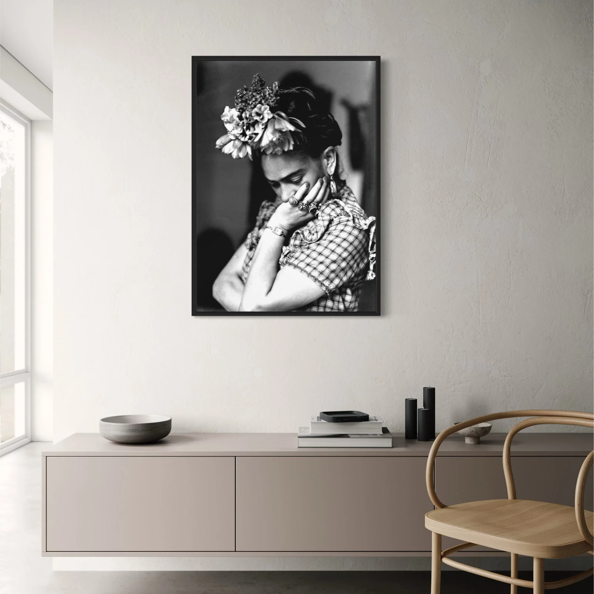 Frida Kahlo Portrait | Floral Accents | Vibrant Colors - Image 2