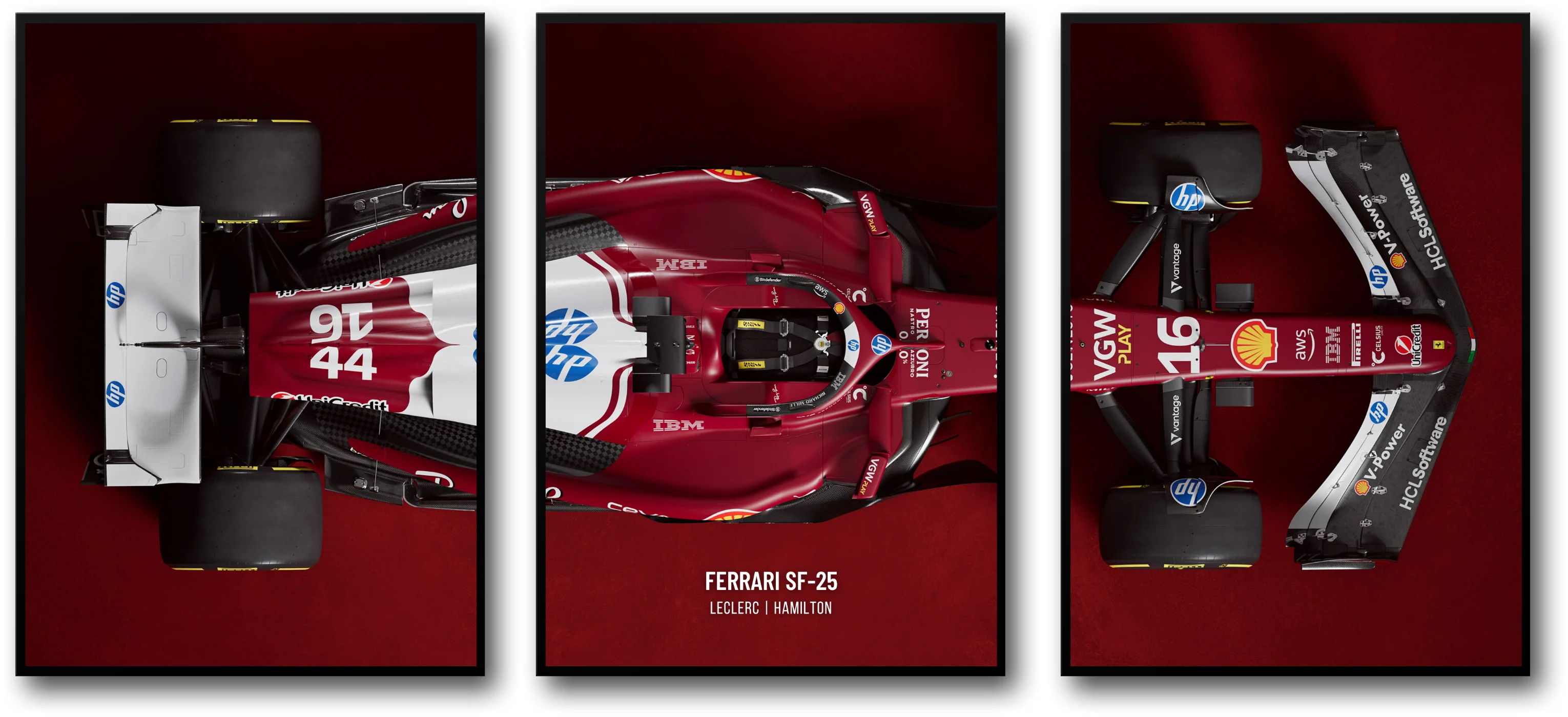 Ferrari F1 | Multi-Panel | Leclerc & Hamilton Racing Art