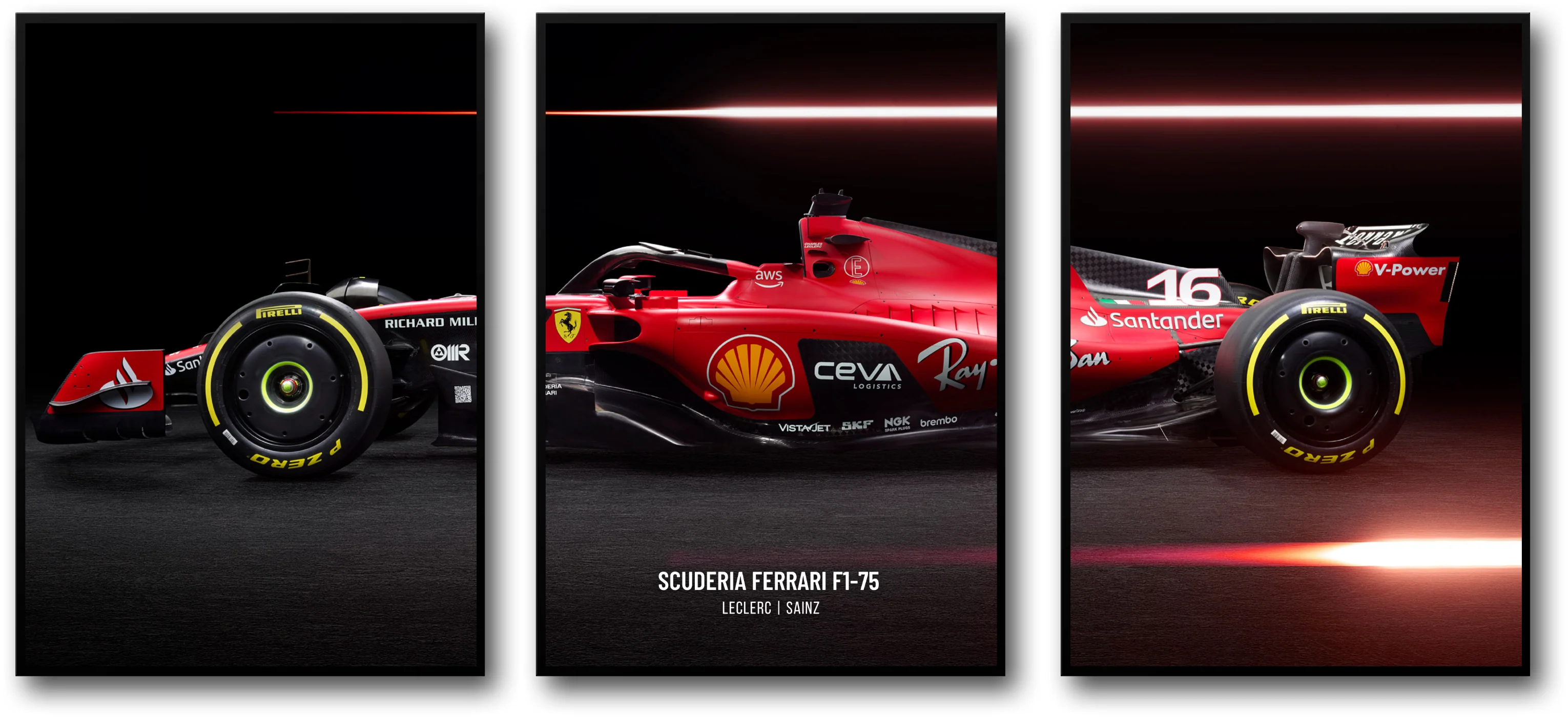 Ferrari F1 | Leclerc & Hamilton 3-Piece Racing Art