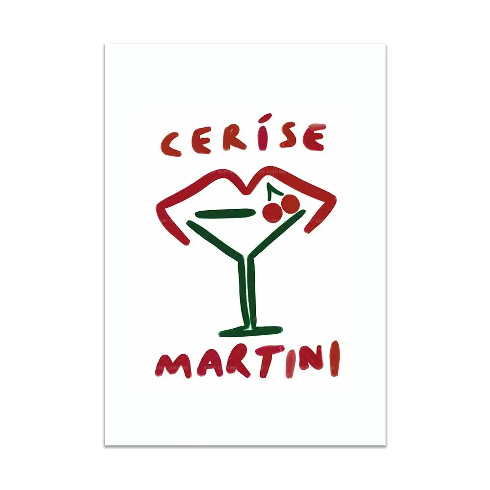Cerise Martini | Minimalistic Cocktail Artwork