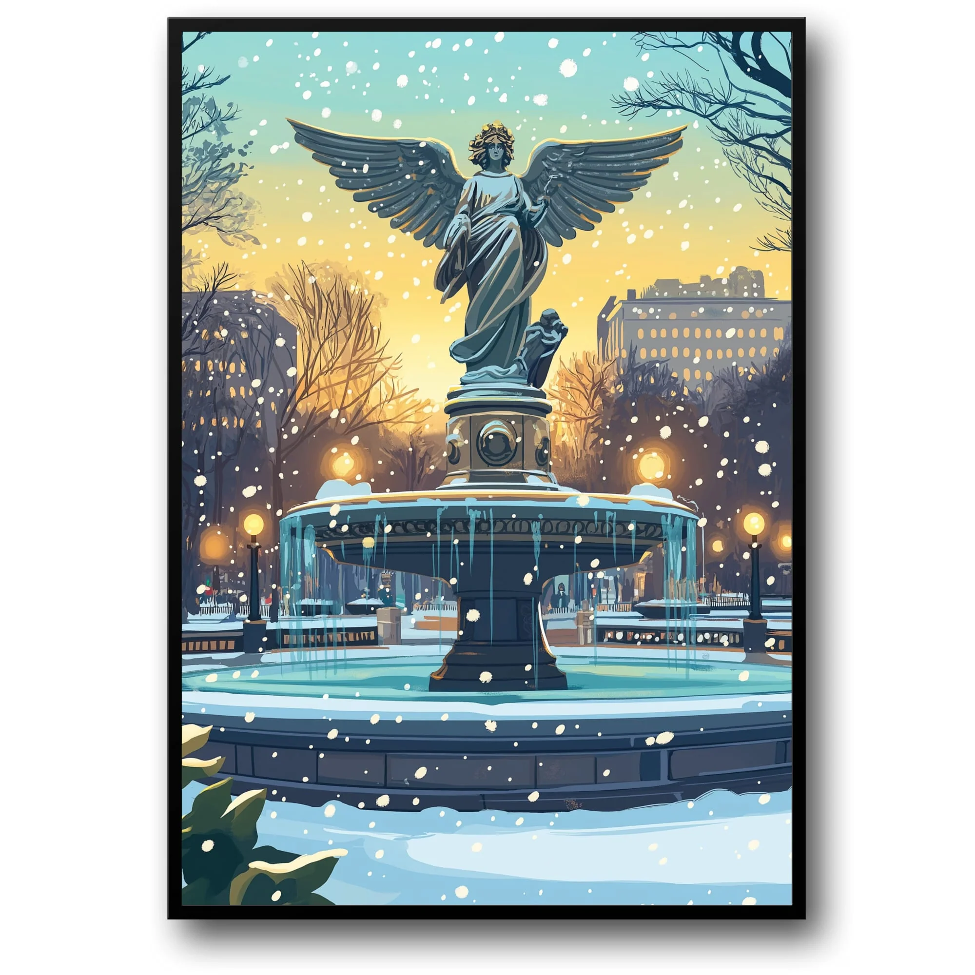 Angelic Statue | Winter Wonderland | Golden Twilight